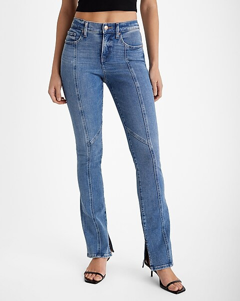 Mid Rise Medium Wash Seamed Skyscraper Jeans | Express