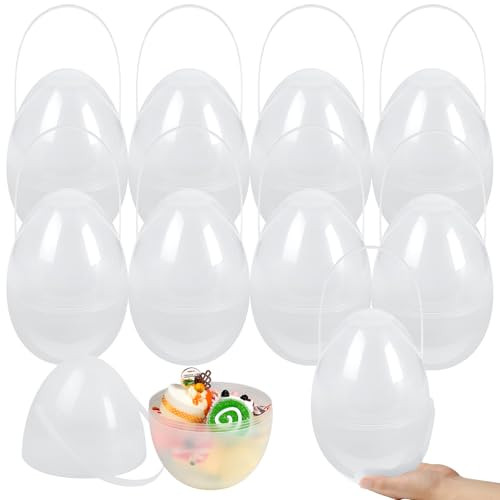 APUDWN 10" 8 Pack Jumbo Fillable Easter Eggs, Translucent Colors Plastic Giant Eggs, Empty Large Easter Basket Stuffers with Handles for Treats Hunts Party Favors Prize Gifts Spring Decorations | Amazon (US)
