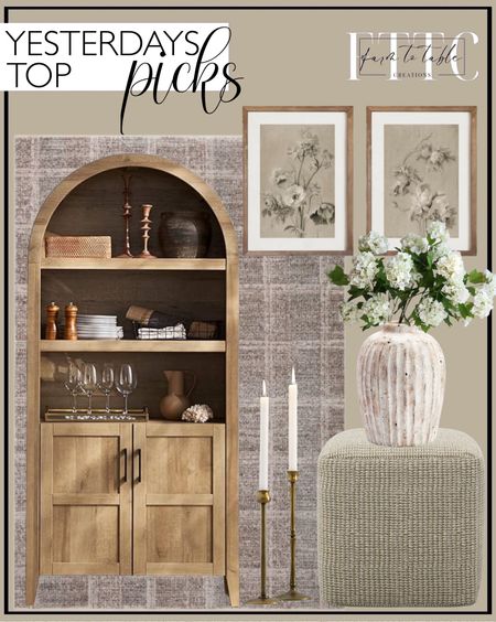 Yesterday’s Top Picks. Follow @farmtotablecreations on Instagram for more inspiration.

Angela Rose x Loloi Ember Fog / Dove Area Rug. mopio Lauren 65.4" Arched Cabinet, 5-Tier Arched Bookcase with Doors and Shelves, Arched Bookshelf with Storage, Kitchen Pantry Cabinet, Wooden Storage Cabinet for Living Room, Kitchen (Oak). Peasely Upholstered Pouf. Antique Neutral Floral Print SET of Two | Vintage Muted Art | Digital PRINTABLE North Prints. 25" Faux Snowball Flower in Cream/Green, Real Touch Flowers. Weathered Handcrafted Terracotta Vases. Booker Taper Candleholders. 

#LTKsalealert #LTKfindsunder50 #LTKhome