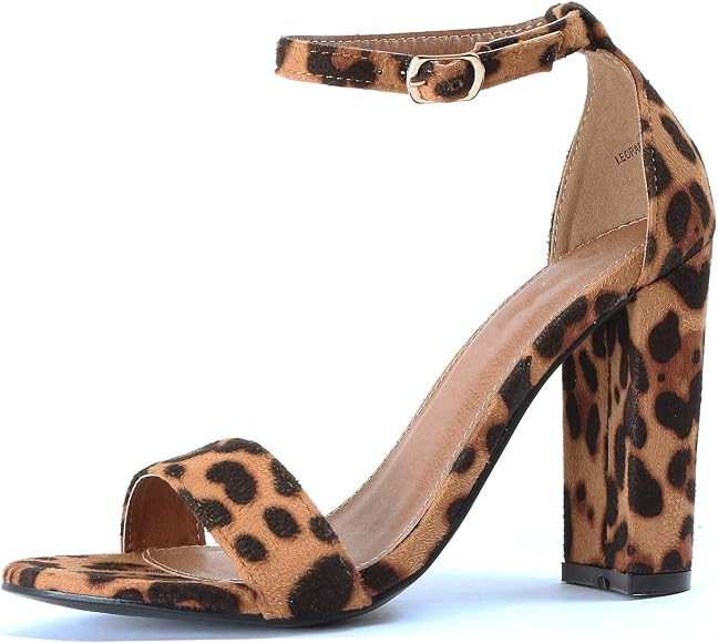 Guilty Heart | Womens Comfort Open Toe Ankle Strap Chunky Block High Heel | Sexy Dress Formal Par... | Amazon (US)