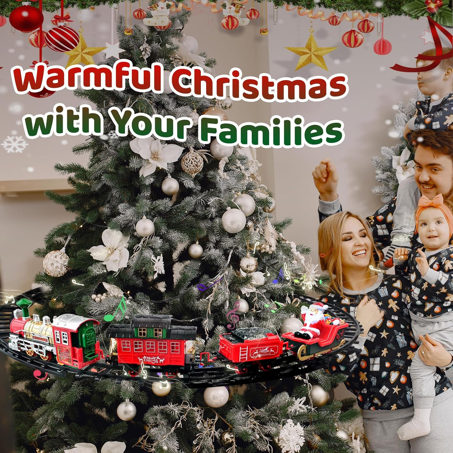 Christmas Train Set for Around The Tree Train Toys for Toddlers with Luxury Track & Glowing,Light... | Amazon (US)