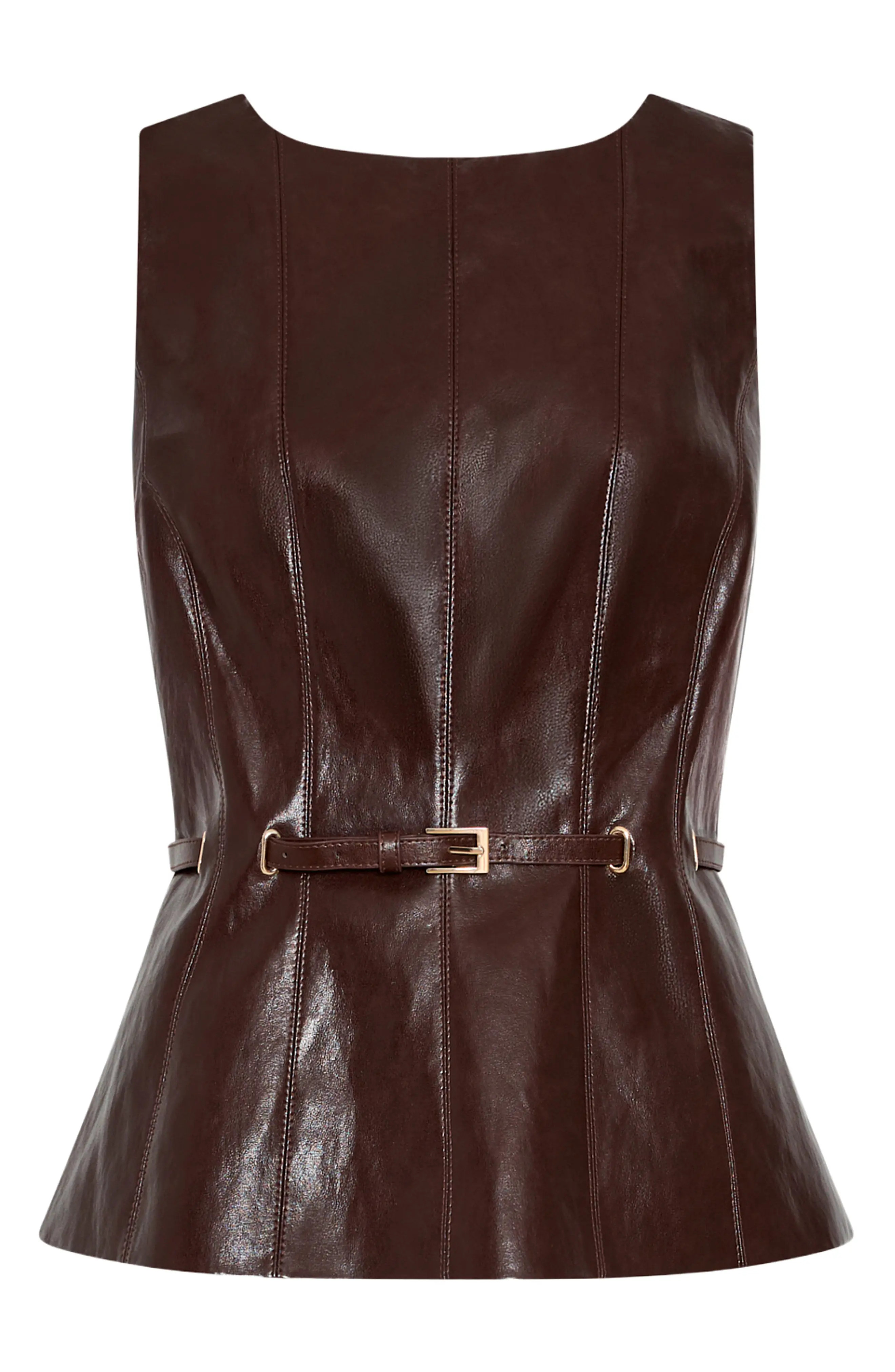 Milly Gwen Faux Leather Belted Top (Women) | Nordstrom | Nordstrom