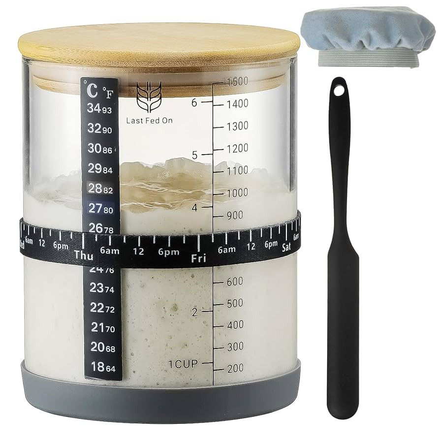 Sourdough Starter Jar,50oz Wide-Mouth with Non-slip silicone rubber Bottom Sourdough Starter Kit,... | Amazon (US)