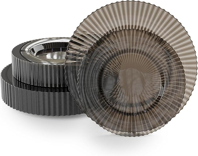 Exquisite 80 Piece Plastic Disposable Plates Set For 40 Guests I 40 X 9 Inch & 40 X 11 Inch Dispo... | Amazon (US)