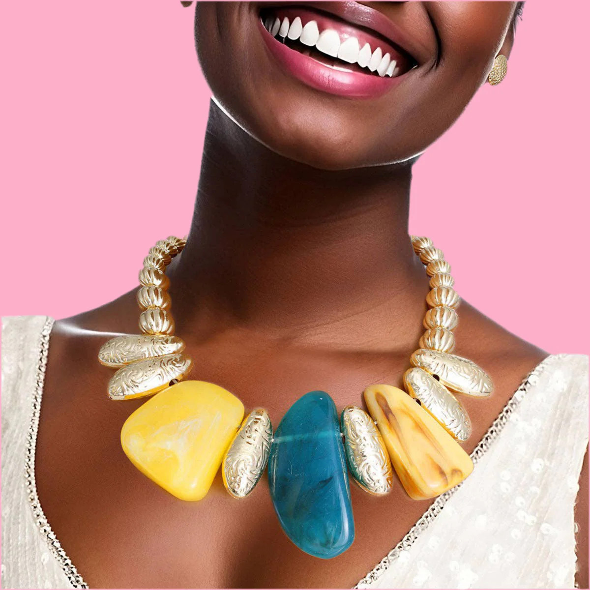 Multi Chunky Bead Bib Set | Teggy French