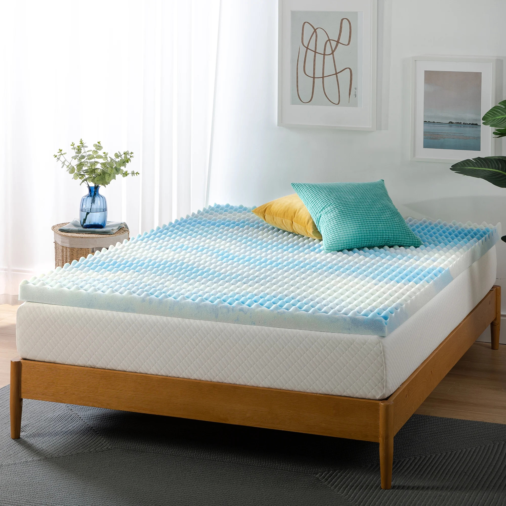 Zinus 3" Swirl Gel Cooling Memory Foam Mattress Topper, King | Walmart (US)