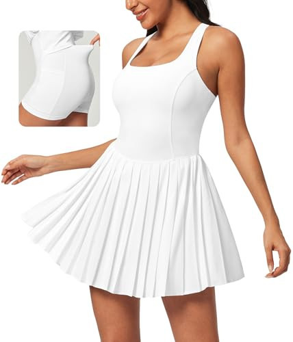 Ewedoos Tennis Dresses for Women Athletic Dress with Shorts Underneath Easy Peezy Pleated Workout Dress with Bra and Pockets | Amazon (US)