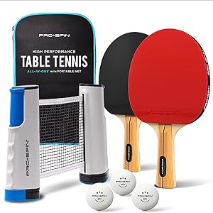 PRO-SPIN All-in-One Portable Ping Pong Paddles Set | Table Tennis Set with Retractable Ping Pong ... | Amazon (US)