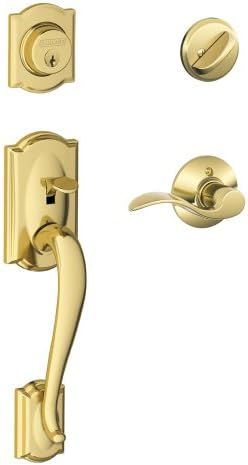 SCHLAGE Camelot Single Cylinder Handleset and Left Hand Accent Lever, Bri… | Amazon (US)