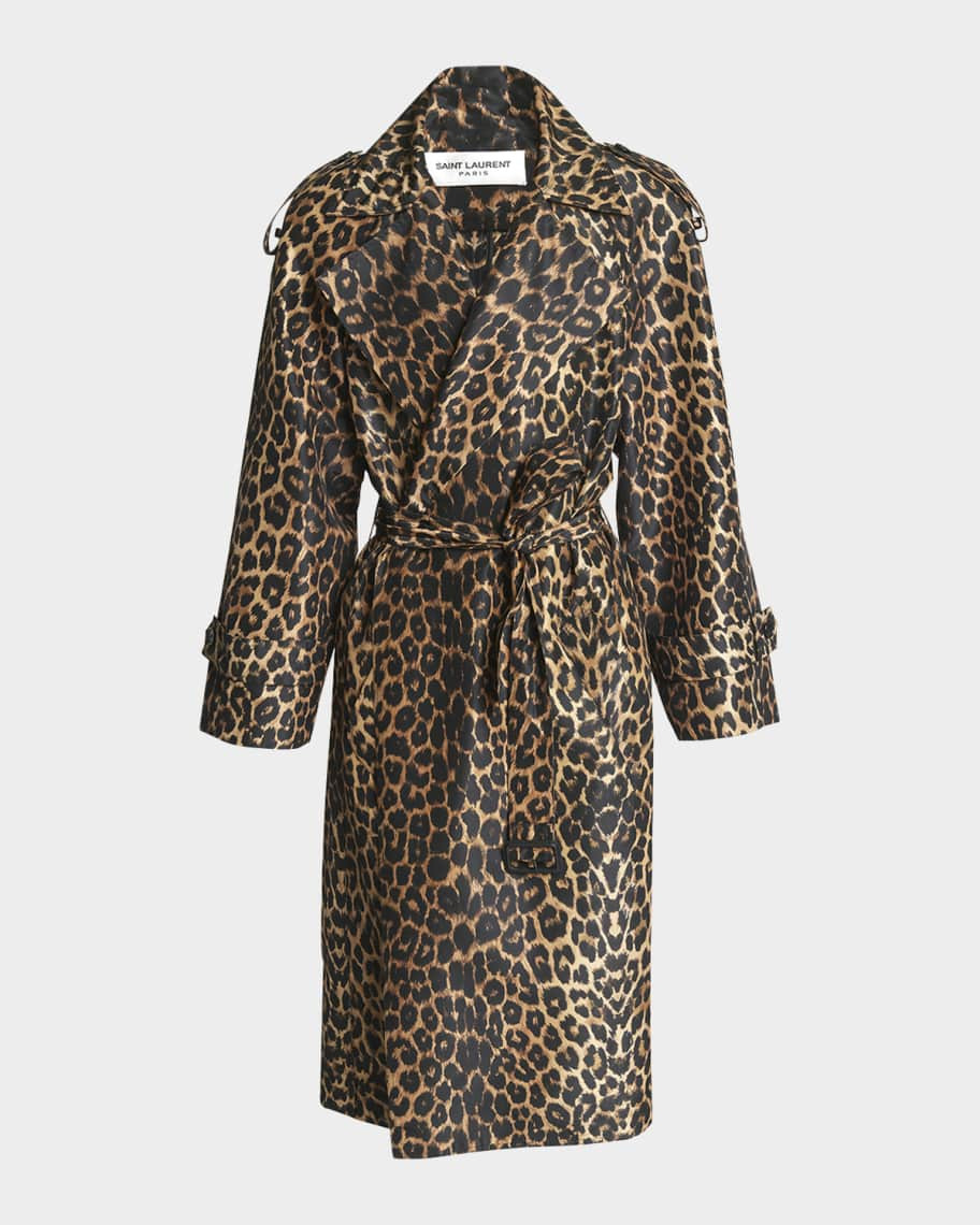 Men's Taffeta Leopard Trench Coat | Neiman Marcus