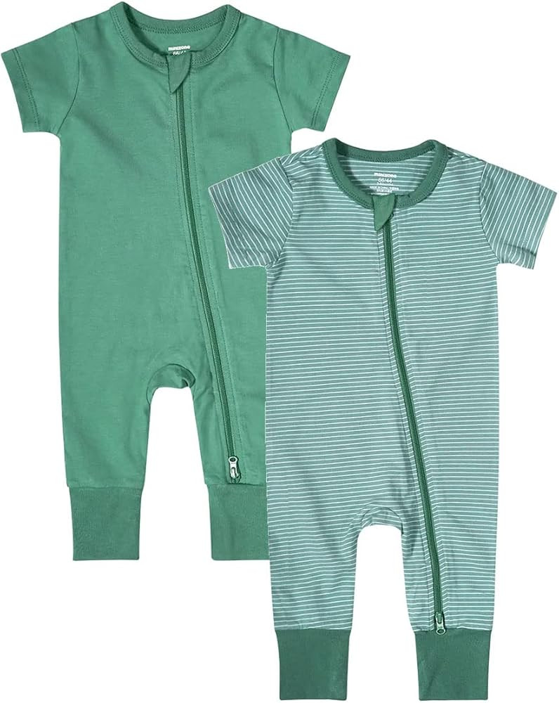 Teach Leanbh Baby Boys Girls 2-Pack Romper Jumpsuits Cotton 2 Way Zipper Short Sleeve Footless Sl... | Amazon (US)
