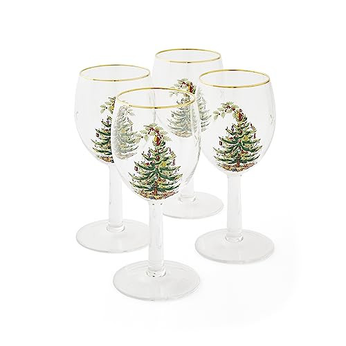 Spode Christmas Tree Glassware - Set of 4 -Made of Glass – Gold Rim- Classic Drinkware - Gift f... | Amazon (US)