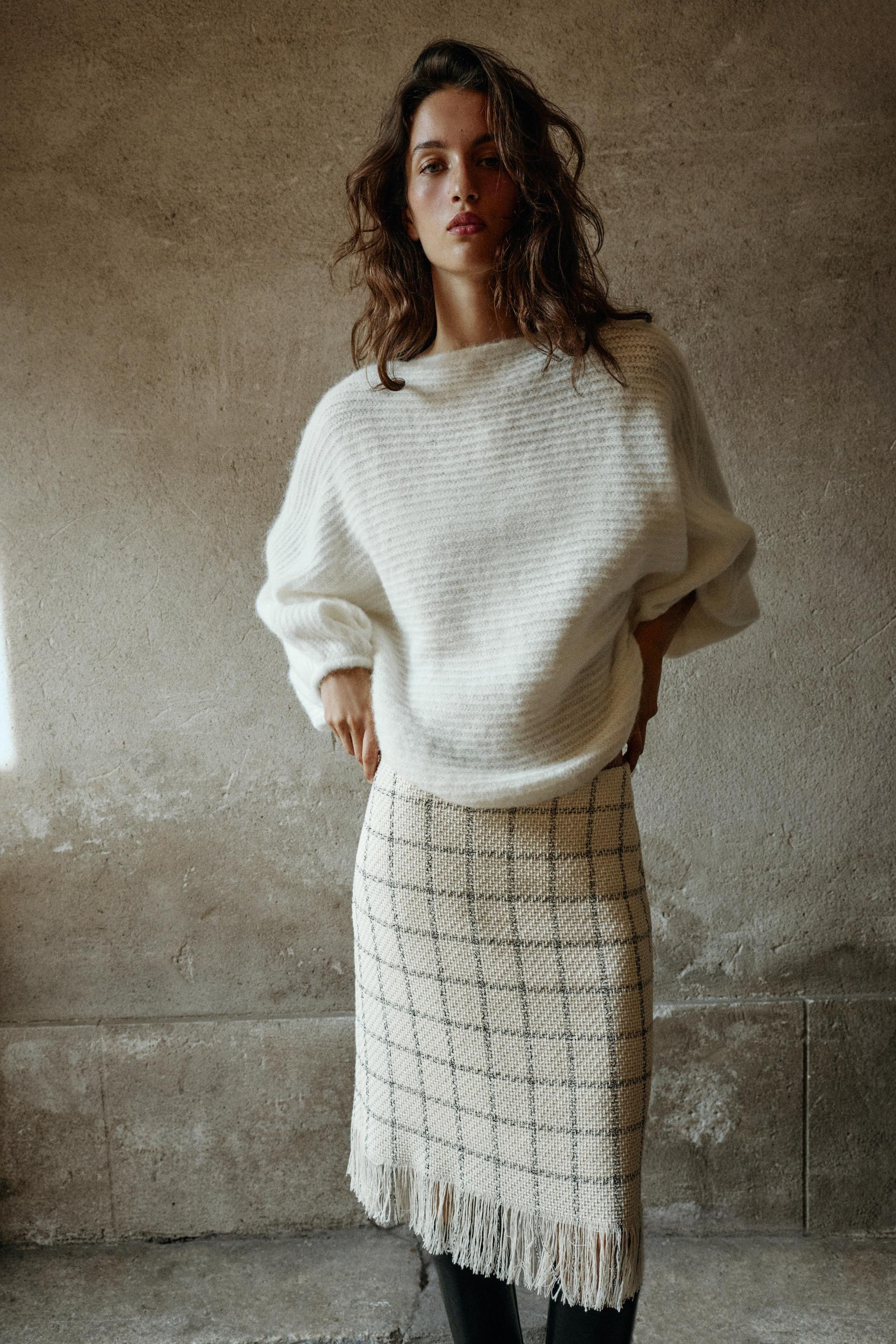 Zara - Volume Sleeve Sweater - Ecru - L - Woman | Zara US