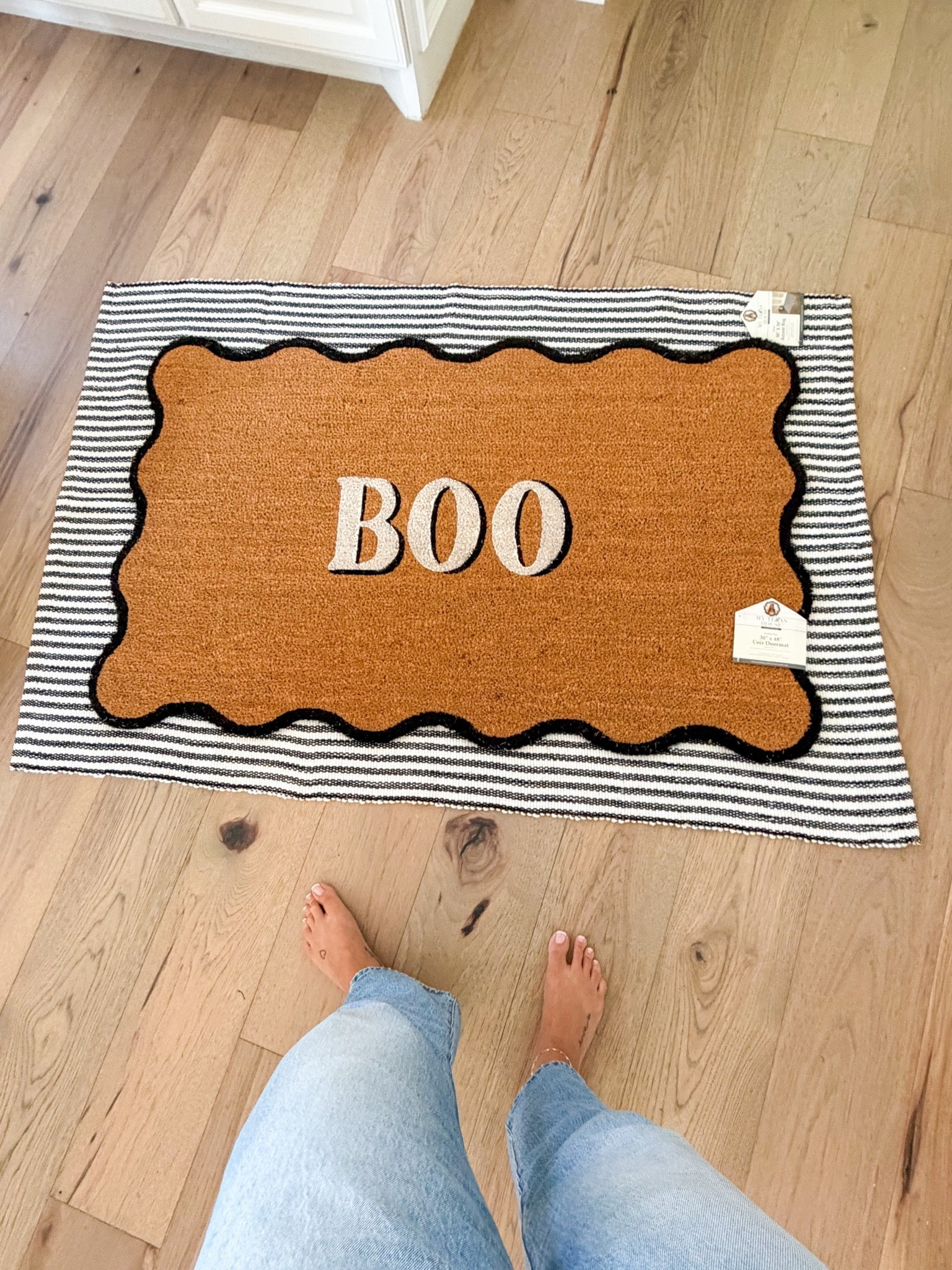 Halloween porch finds from Walmart 🎃🖤 I grabbed the BOO doormat + black and white striped layering rug and they are SO cute together! There are several different mat options to choose from too. Linking everything here because Walmart Halloween always goes fast! 👻

#LTKSeasonal #LTKHome #LTKdayinmylife