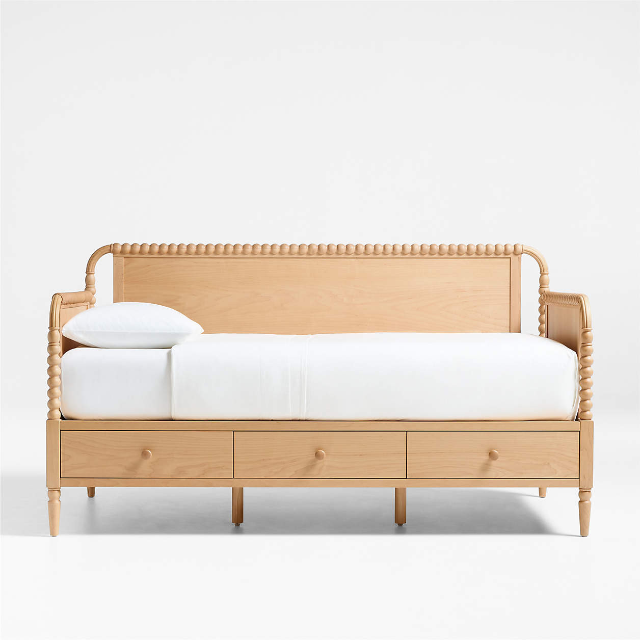 Jenny Lind Natural Maple Wood Spindle Kids Daybed With Storage + Reviews | Crate & Kids | Crate & Barrel