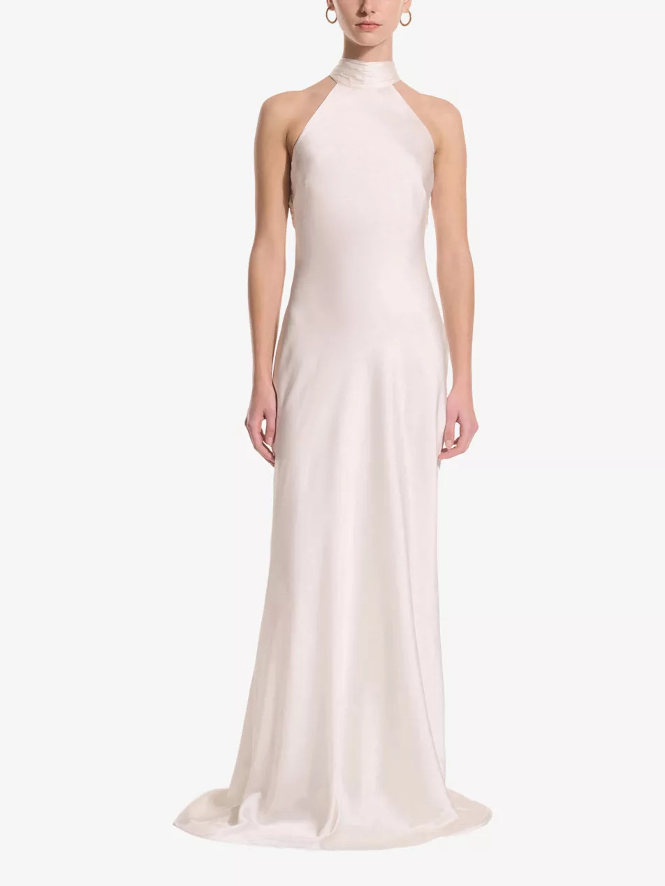 Santorini Halterneck Satin Maxi Dress | Selfridges
