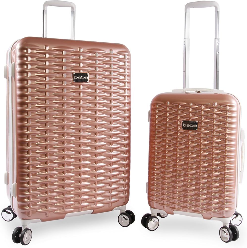 BEBE Women's Lydia 2 Piece Set Suitcase with Spinner Wheels, Rose Gold, One Size | Amazon (US)