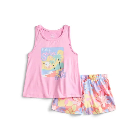 Wonder Nation Girls Tank Top and Shorts, 2-Piece Pajama Set, Sizes 4-18 | Walmart (US)