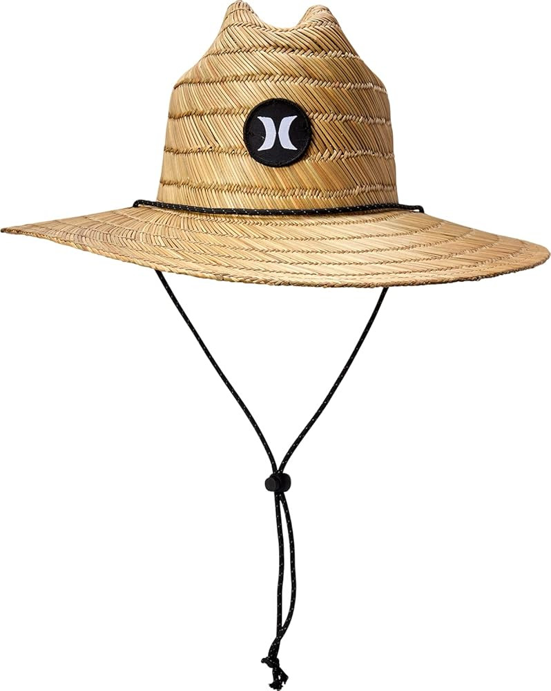 Hurley Men's Straw Hat - Weekender Medium Brim Natural Straw Sun Hat with Chin Strap | Amazon (US)
