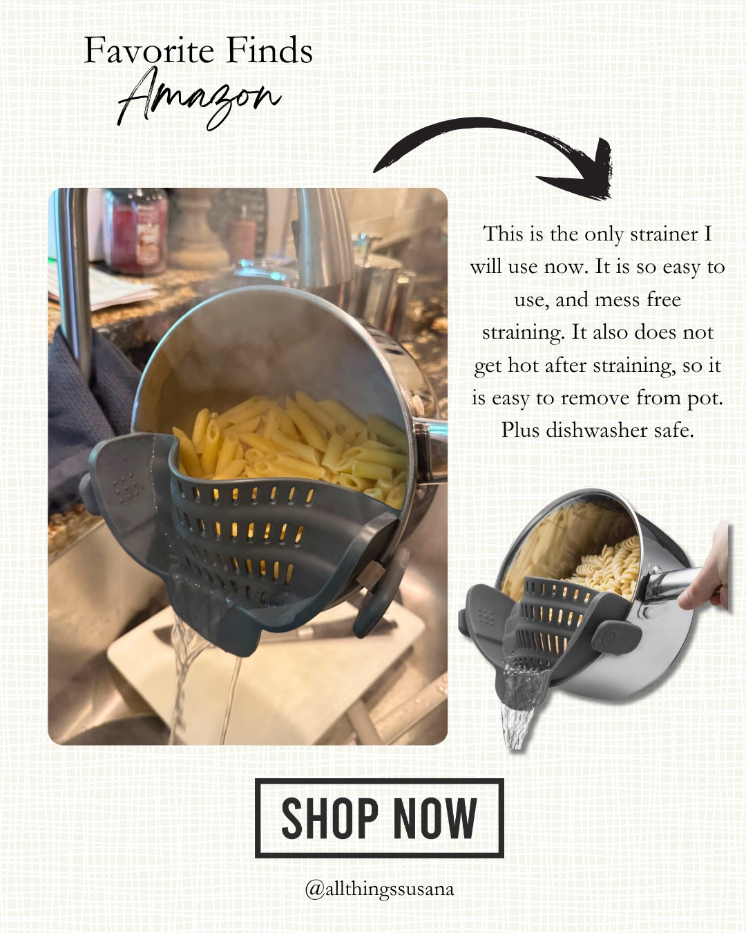 My go to pasta strainer!

#LTKdayinmylife #LTKmomlife #LTKHome