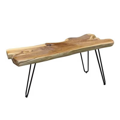 StyleCraft 40 Inch Baron Coffee Cocktail Table with Solid Rustic Teak Wood Top and Iron Paper Cli... | Target