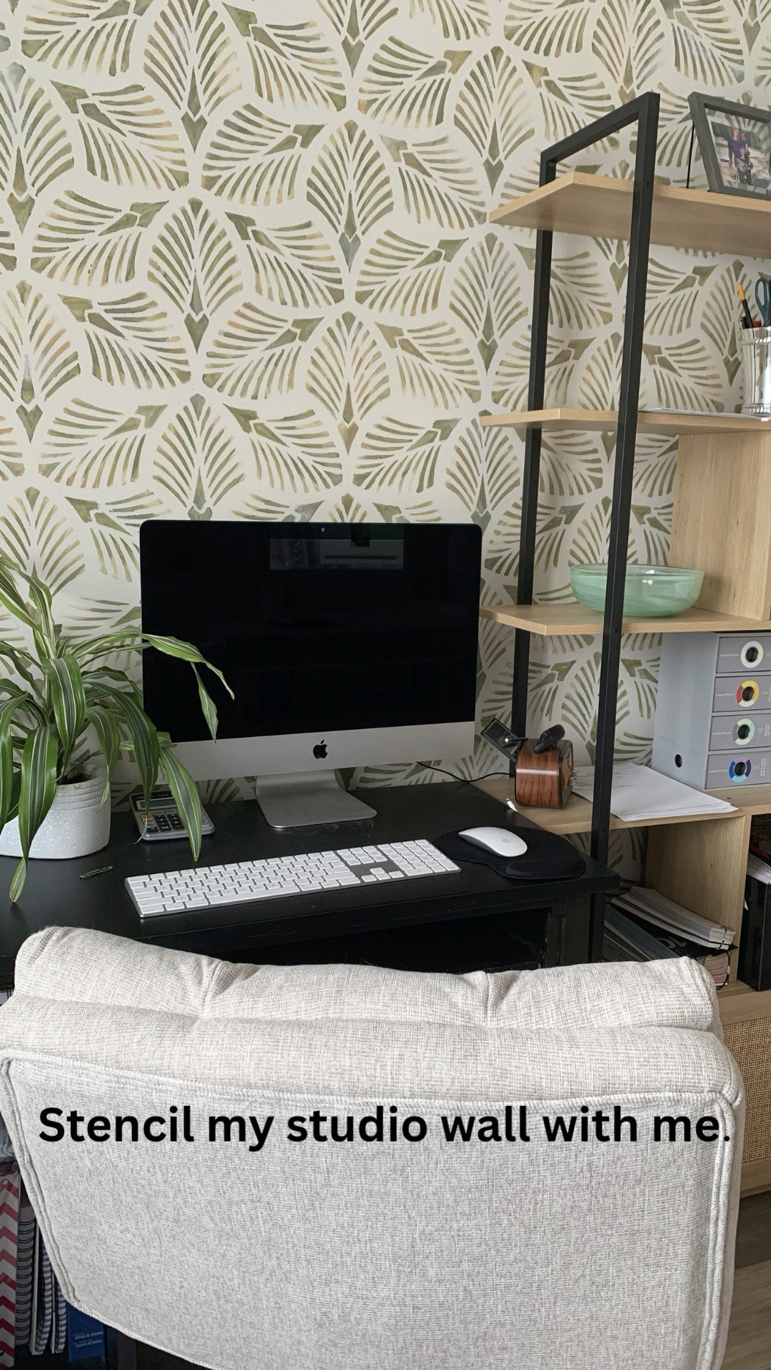 Recipe:
Choose your stencil. (This is the fun part.)
Choose your colours or one colour. 
(Looks good with one colour also.)

My colours: 
BM Pale Oak - Background
BM Alligator Alley
BM Shakespeare Tan
BM Mountain Lake
 
I used foam brushes with a light hand  and went in very lightly, missing some areas of the stencil intentionally. I wanted a worn and textured feel. 
There was some paint bleeding and I had to go back with the Pale Oak to touch it up in the end. 
But found I liked the imperfections. 

I bought my colours in tester sizes. It was more than enough to do one wall. But you can use paints/colours that you've used previously in your home. This gives your paint colours a whole new dimension and the colour/s will look different. 
One wall, took me one day. 
(This is a really big bang for your buck!)

#stencil #designertip #springdecor #boho #bohochic #artdeco #humandesigner #designerinspo #walldecor #invitinginteriors #amazonmusthaves #amazondeals #amazonhome #wayfairhome #office #studio #officedecor #wayfairoffice #wayfaircanada



 

 #LTKcanada #LTKhome #LTKfamily