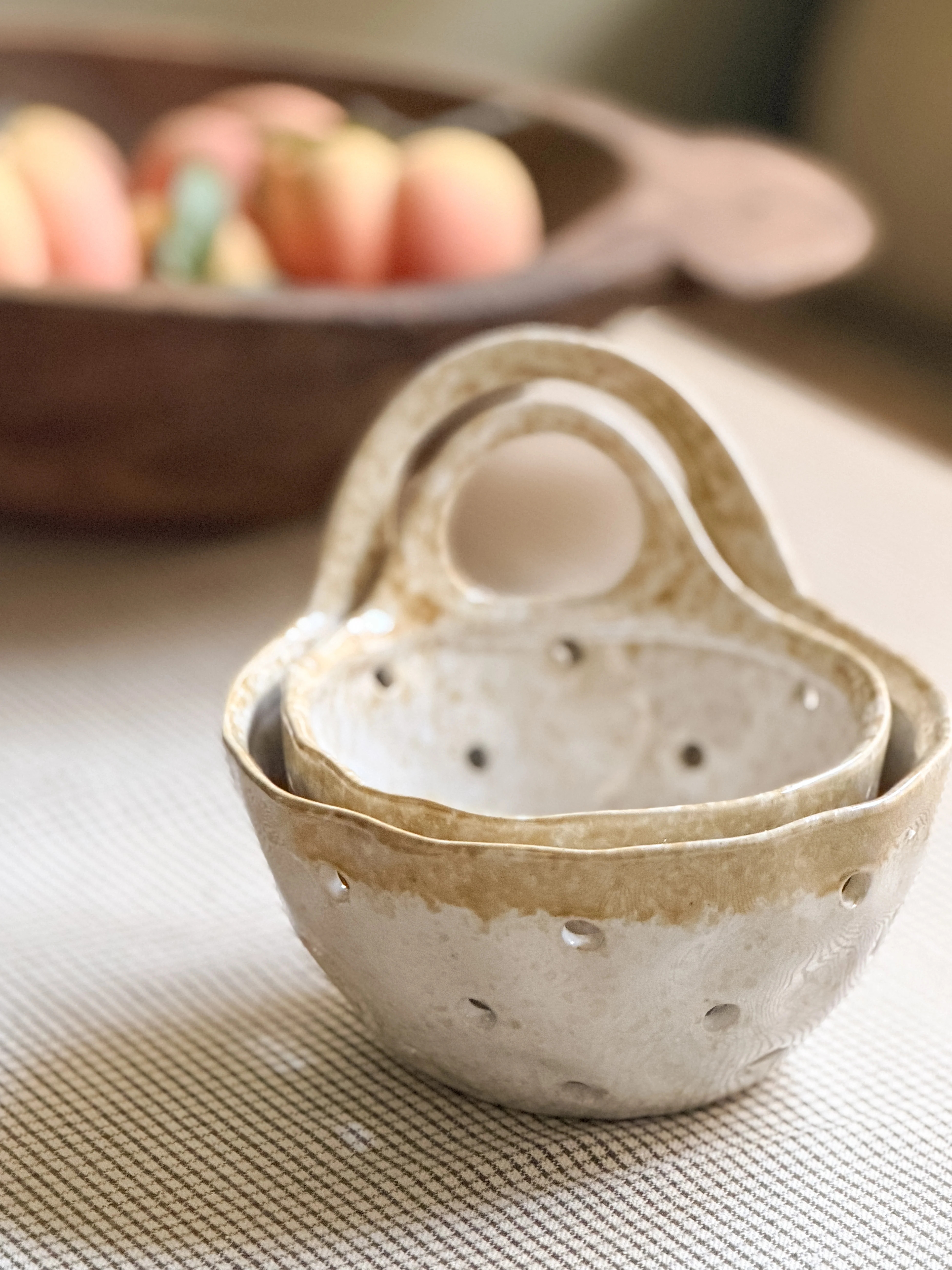 Stoneware Berry Bowl with Handle, Set of 2 | Cottage and Key