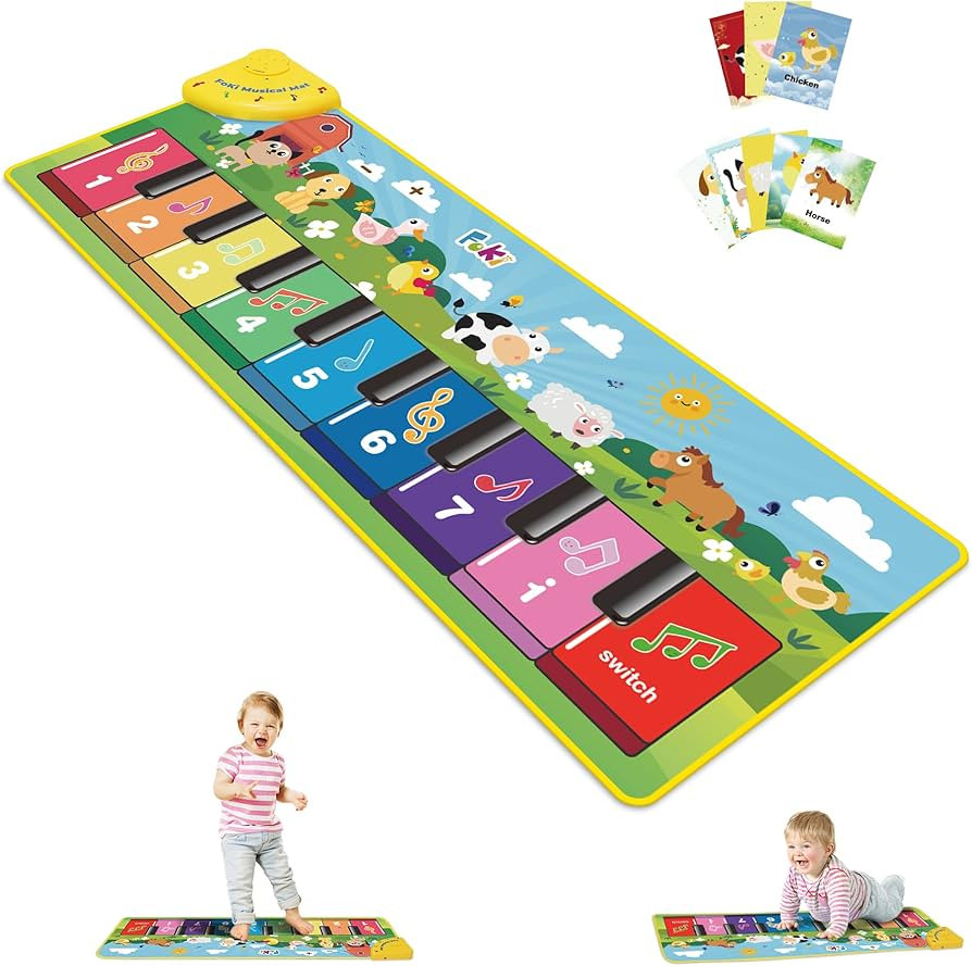 FOKI Floor Piano Mat for Toddlers, Sensory Educational Dancing Musical Keyboard Carpet Toy, Anima... | Amazon (US)