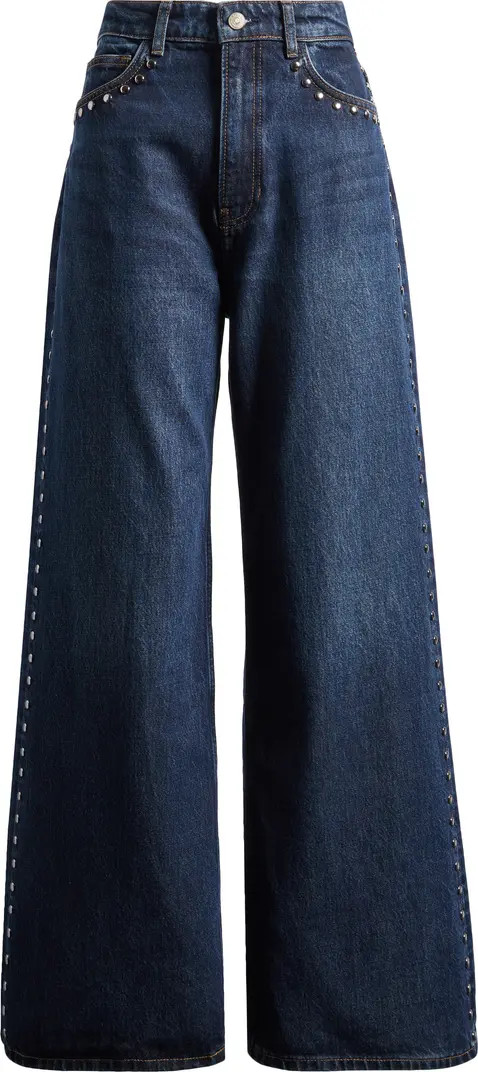 Cary Studded High Waist Slouchy Wide Leg Jeans | Nordstrom