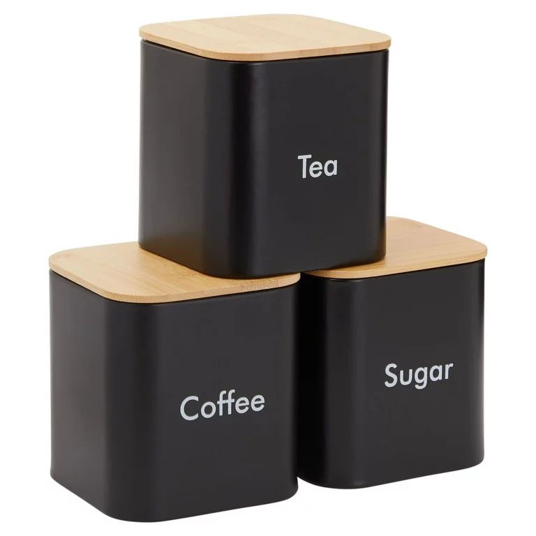 Juvale Kitchen Canister Set 3-Pieces Coffee, Sugar and Tea Storage Container Jars with Bamboo Lid... | Walmart (US)