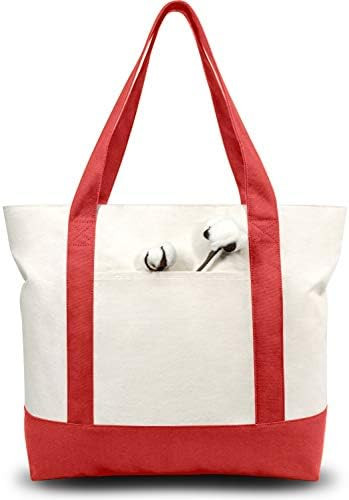 TOPDesign 1-Pack Canvas Tote Bag with an External Pocket, Reusable Grocery Shopping Bag, Top Zipp... | Amazon (US)