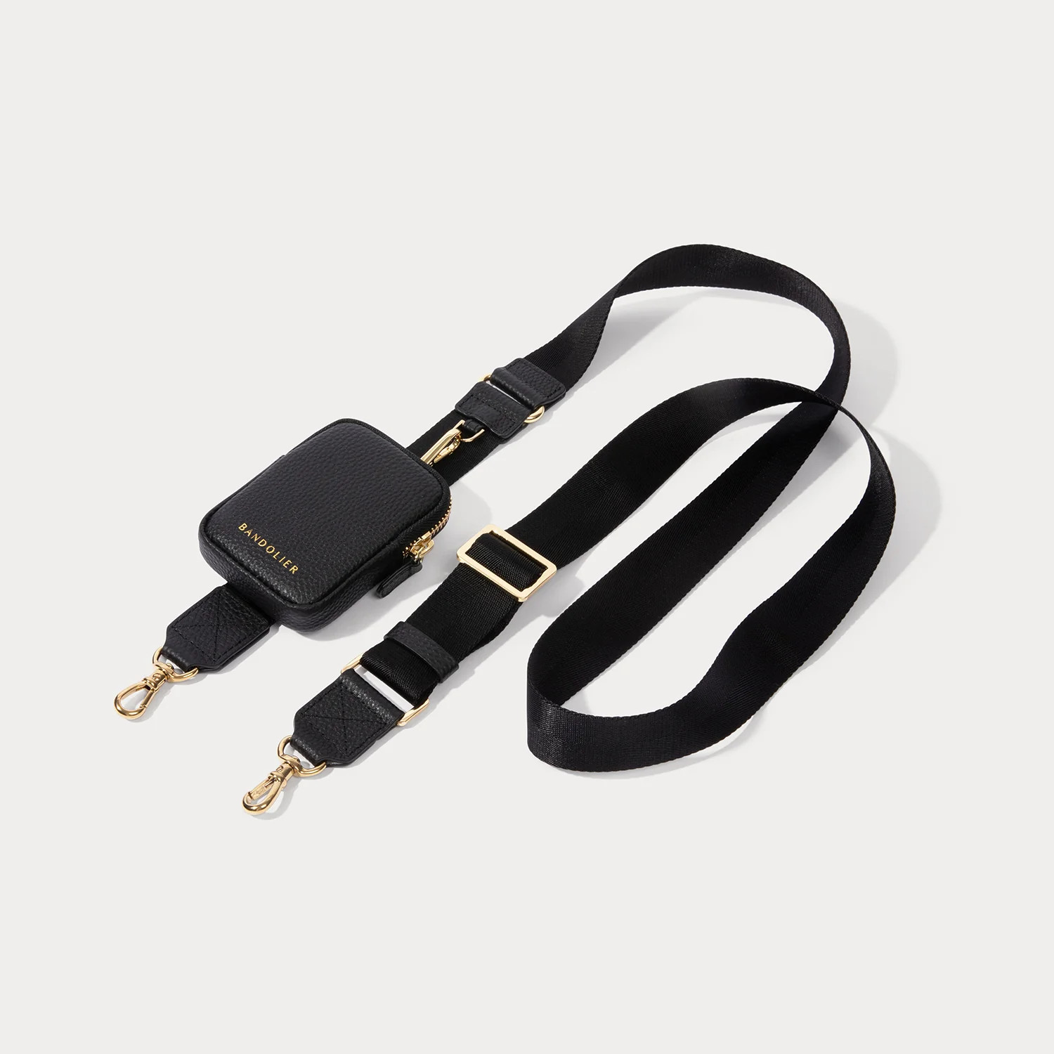 Bodie Crossbody Strap Only with Mini Zip Pouch - Black/Gold | Bandolier