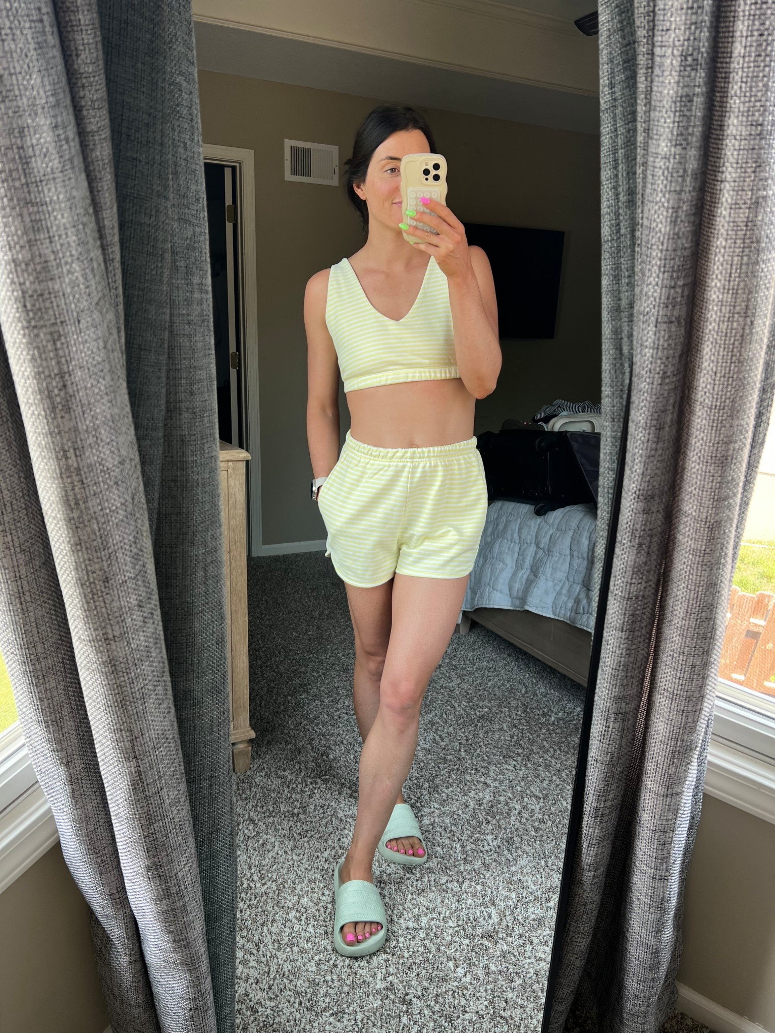 New summer set from Target. Terry V-neck top & matching high waisted shorts. The top is not lined or adjustable. Wearing a small in both! 

#LTKSummerEdit #LTKActive #LTKSeasonal