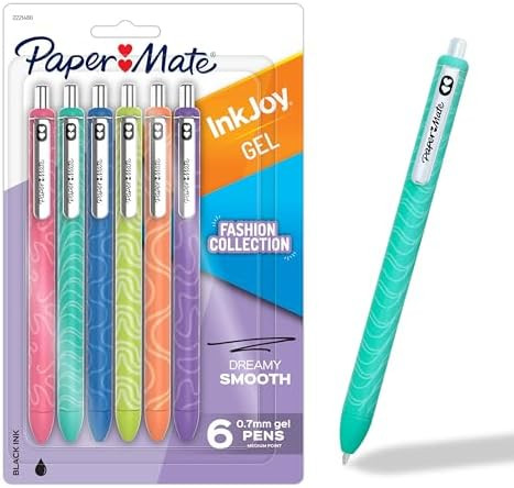 Paper Mate InkJoy Gel Pens, Fashion Barrels, Retractable, Medium Point (0.7mm), Smooth Writing, B... | Amazon (US)