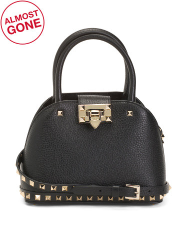 Made In Italy Leather Rockstud Small Handbag | TJ Maxx