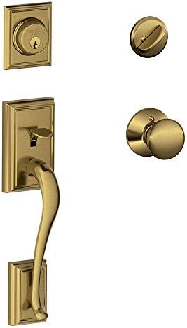 SCHLAGE Lock Company Addison Single Cylinder Handleset and Plymouth Knob, Antique Brass (F60 ADD ... | Amazon (CA)