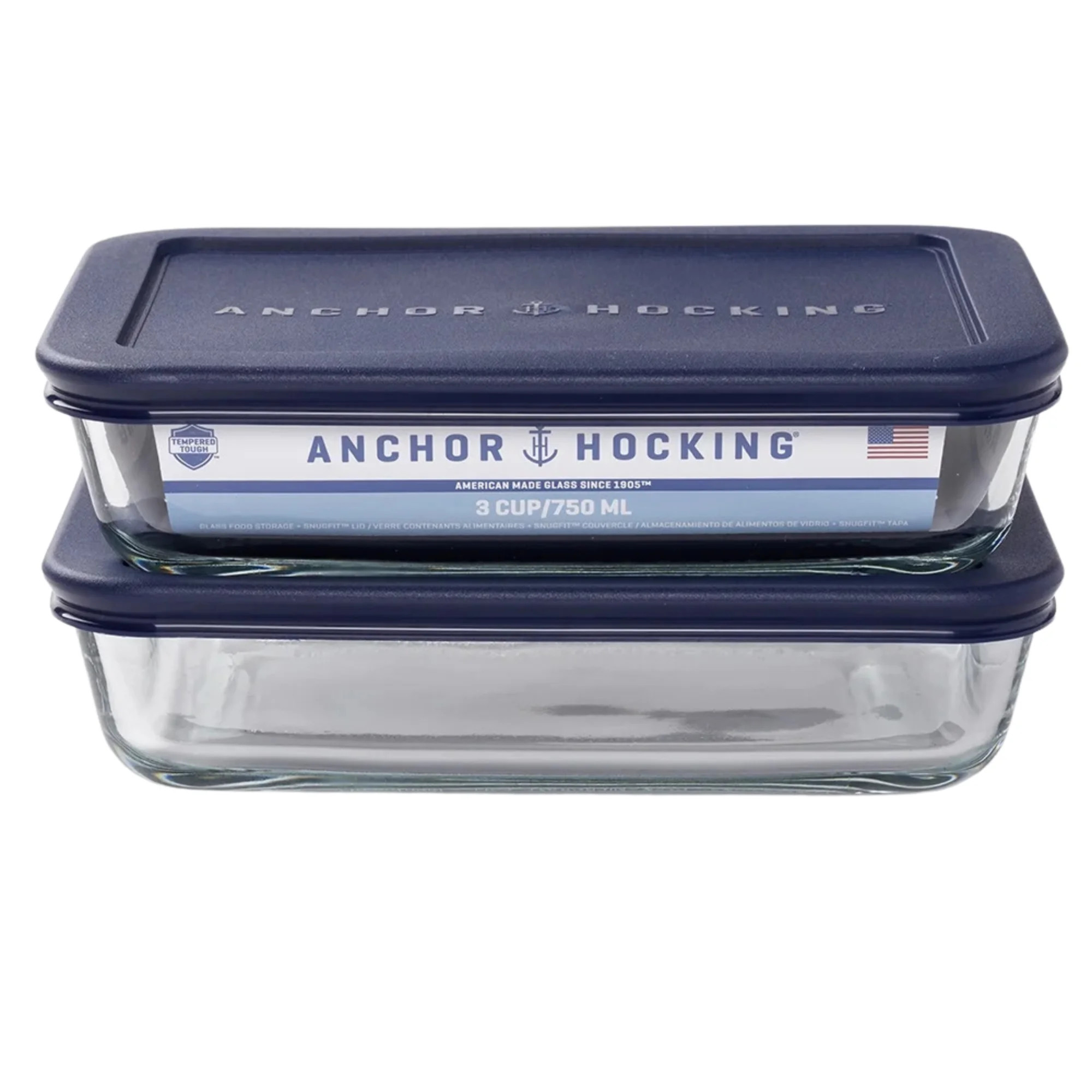 Anchor Hocking Glass Food Storage Containers with Lids, 3 Cup Rectangular, Set of 2 | Walmart (US)