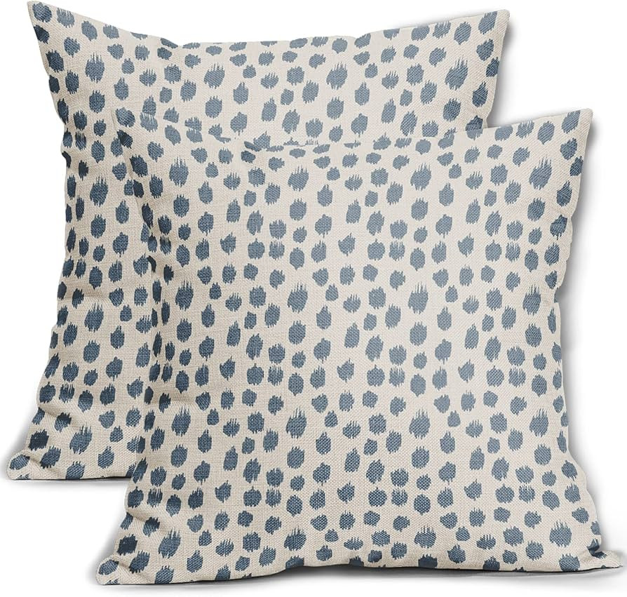 Sweetshow Dusty Blue Cream Pillow Covers 20x20 Set of 2 Boho Design Polka Dot Throw Pillows Moder... | Amazon (US)