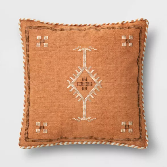 Square Woven Cotton Throw Pillow with Braid Trim - Threshold™ | Target