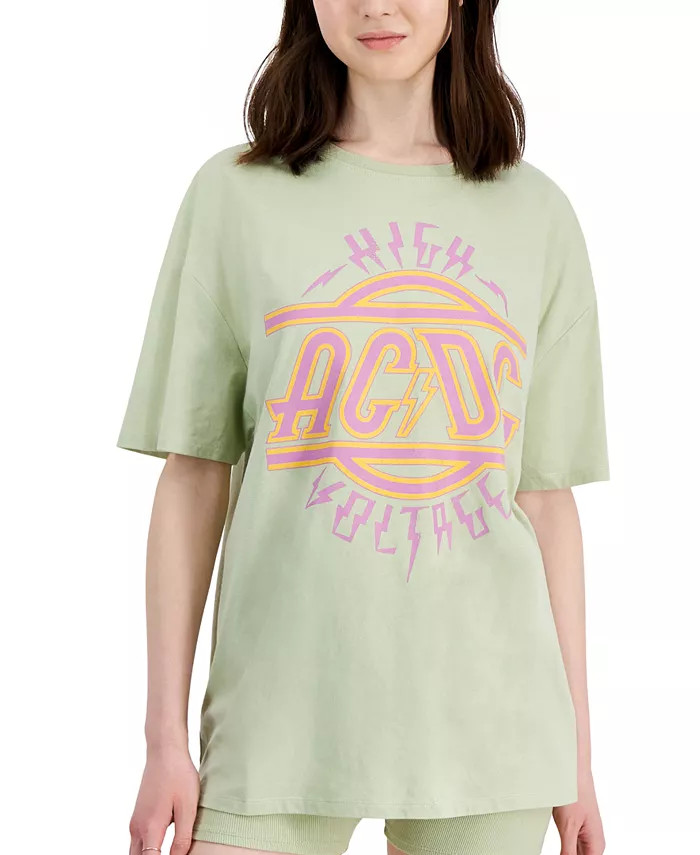 Juniors' Cotton ACDC Boyfriend Tee | Macy's