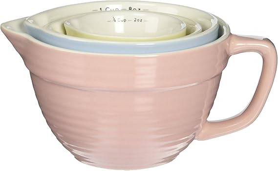 Creative Co-Op Set of 4 Batter Bowl Shaped Measuring Cups in Pink, Blue, Green & Yellow | Amazon (US)