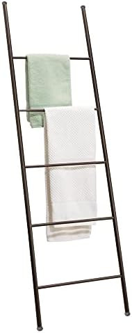mDesign Metal Free Standing Bath Towel Blanket Ladder Storage Organization, Rack for Bathroom, Be... | Amazon (US)