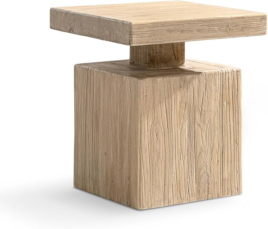 Jennifer Taylor Home Calder 18" Solid Square Reclaimed Elm Block Plinth Side Table, Heritage Ligh... | Amazon (US)