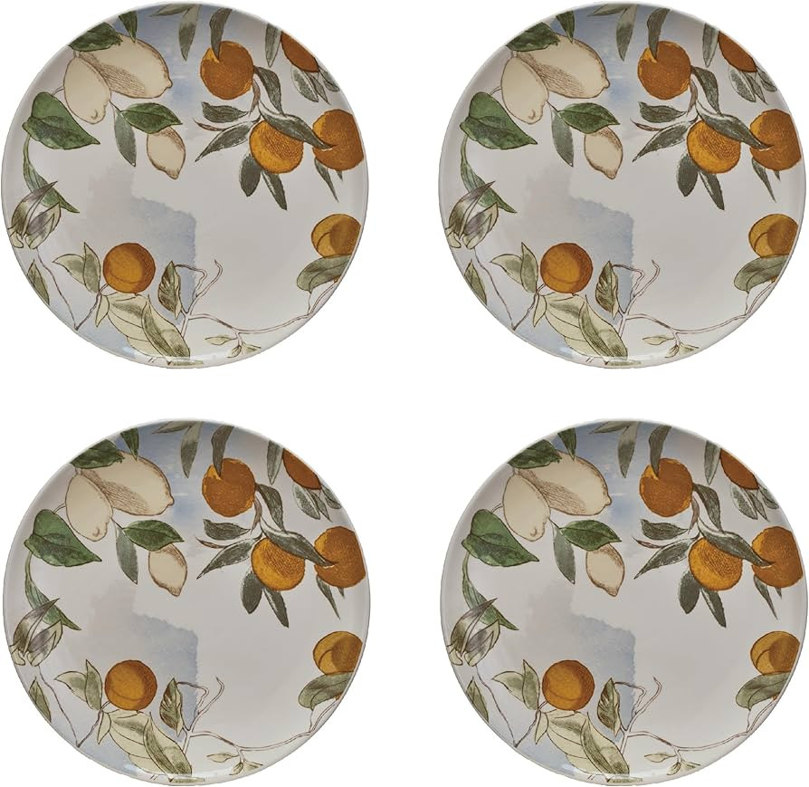 Creative Co-Op Citrus Orchard Stoneware Plates, Multicolor, Set of 4 | Amazon (US)