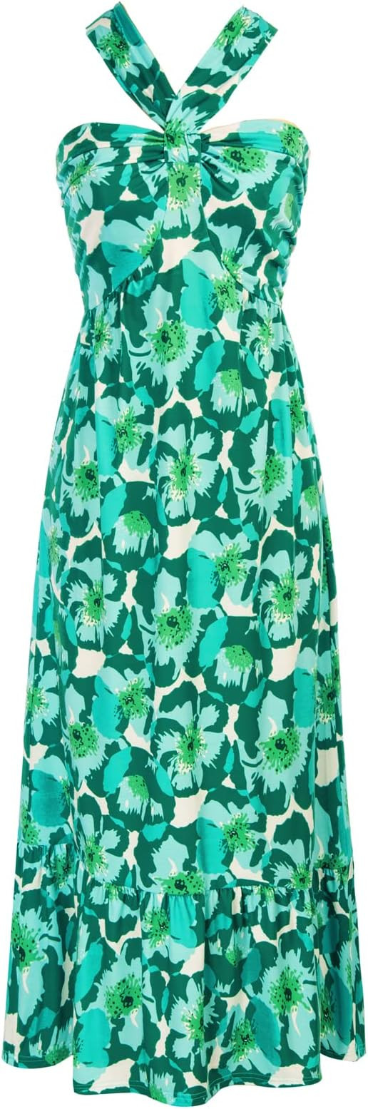 GRACE KARIN 2024 Women's Criss Cross Halter Neck Sleeveless Summer Floral Print Flowy A Line Maxi... | Amazon (US)