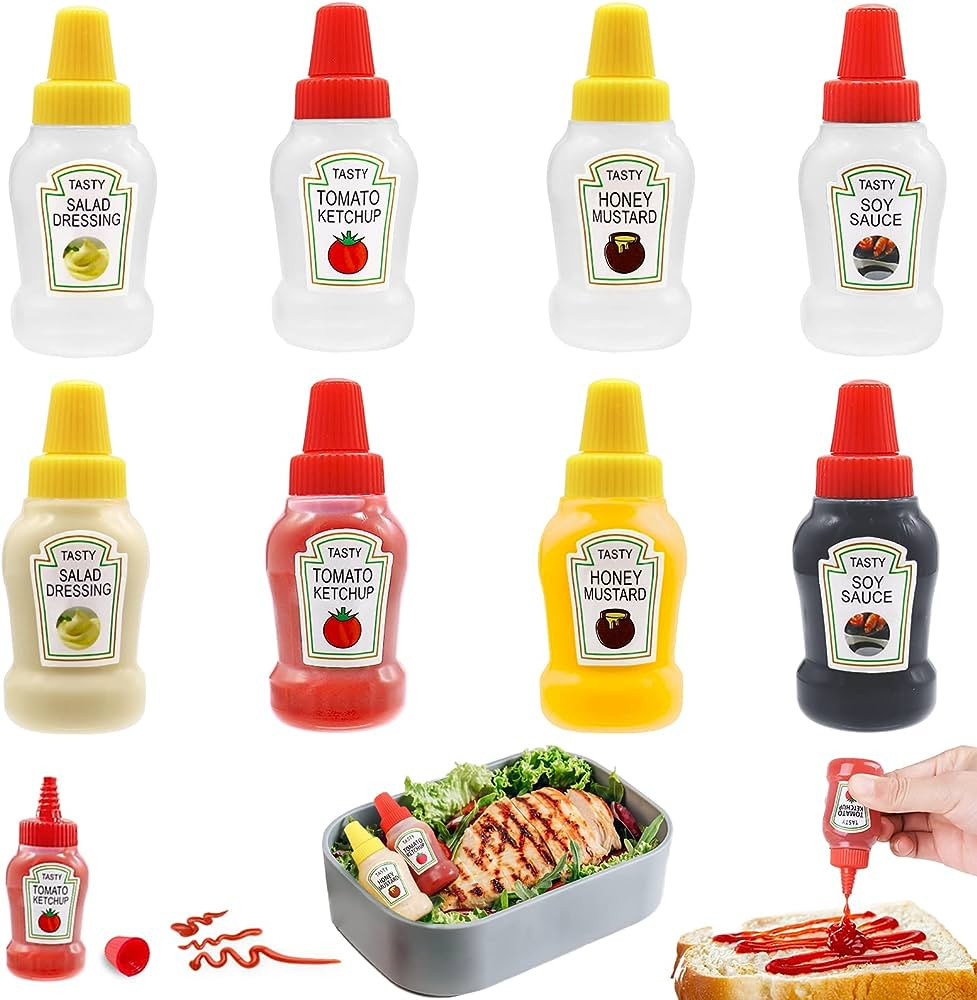 Niurewan 8 Pcs Mini Ketchup Bottles,25ml Condiment Squeeze Bottle,Plastic Portable Containers Bot... | Amazon (US)