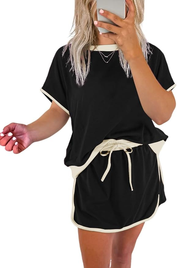 Ecosunny 2 Piece Sets for Women Casual Tracksuit Sweatshirt Waist Skirted Skorts Matching Set Lou... | Amazon (US)