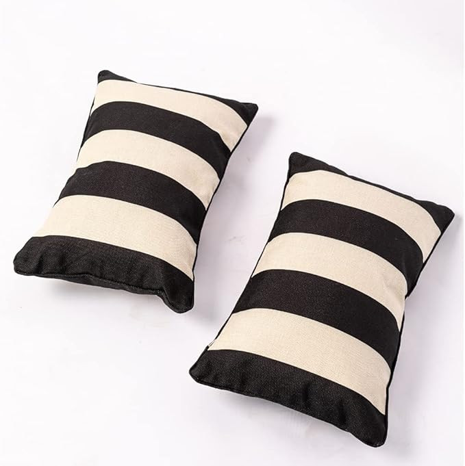 ABOUND LIFESTYLE Insert Included Outdoor Pillows Waterproof, Striped Outdoor Lumbar Pillow Set of... | Amazon (US)
