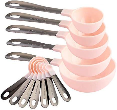Country Kitchen 12 PC Measuring Cups Set and Measuring Spoon Set/Gunmetal Stainless Steel Handles/Ne | Amazon (US)