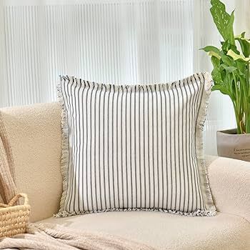 ZWJD Throw Pillow Covers 26x26 Set of 2 Striped Pillow Covers with Fringe Chic Cotton Decorative ... | Amazon (US)